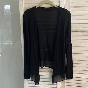 NIC+ZOE High Low Black Cardigan with sheer detail around the entire bottom